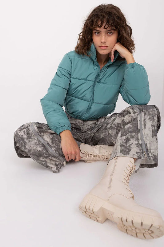 Women's Quilted Jacket, Puffer Jacket - Hooded Casual, Minimalist - Blue