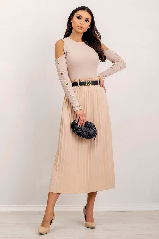 Women's Cold-Shoulder Blouse - Solid Waist Length