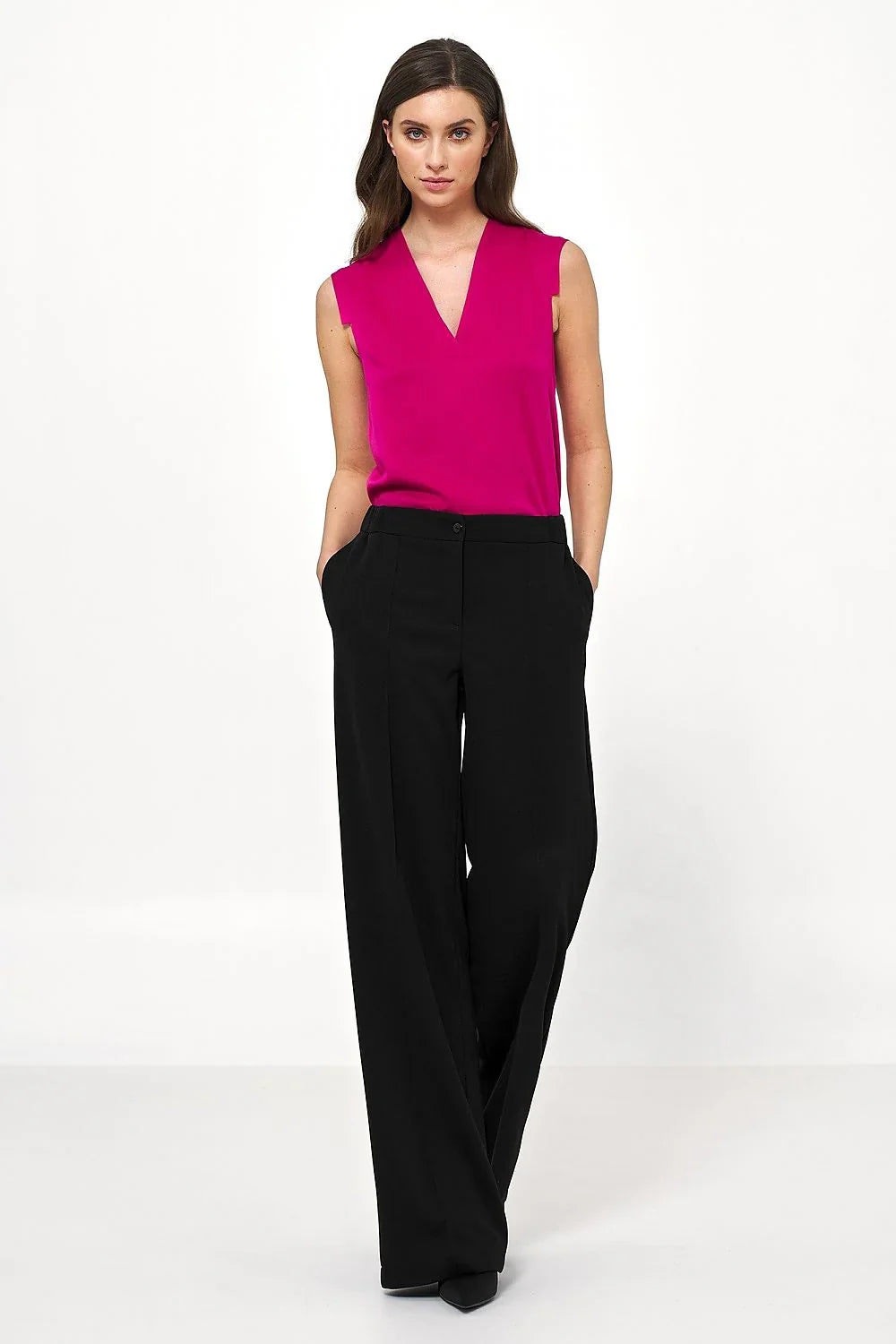 Professional Women Wide-Leg Pants – High-Rise Comfort
