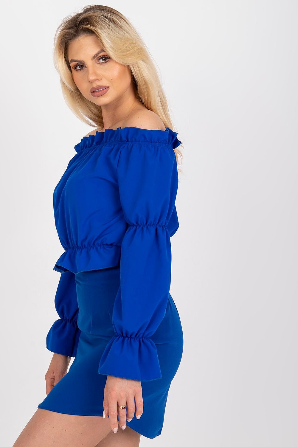 Women's Off-Shoulder Blouse - Solid Waist Length