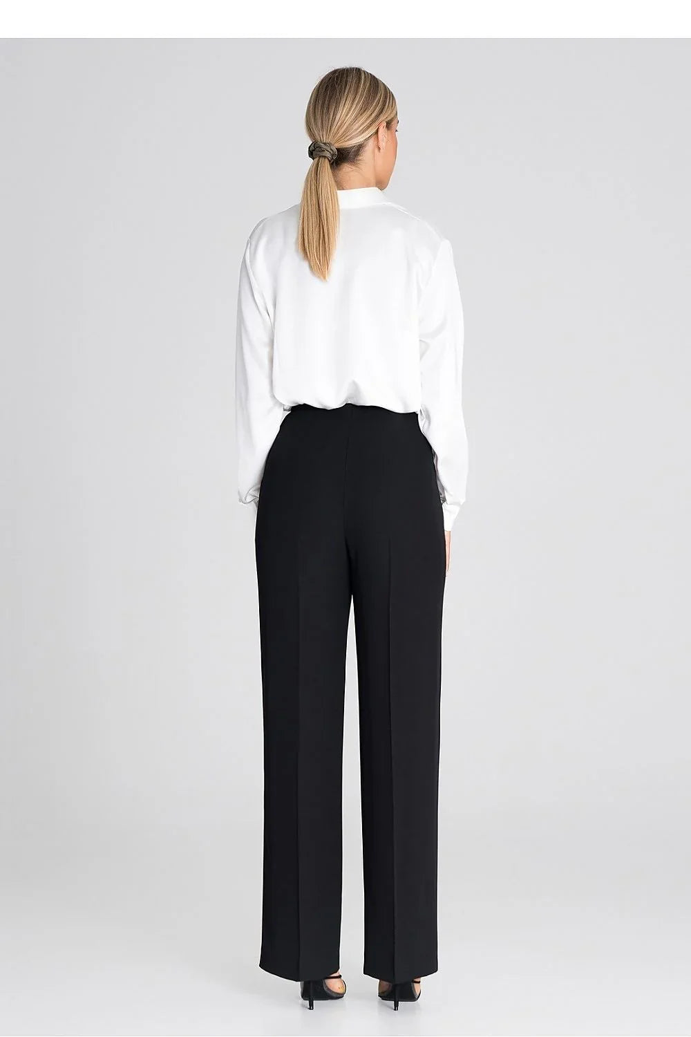 Professional Women's Wide-Leg Pants – High-Rise Button Front