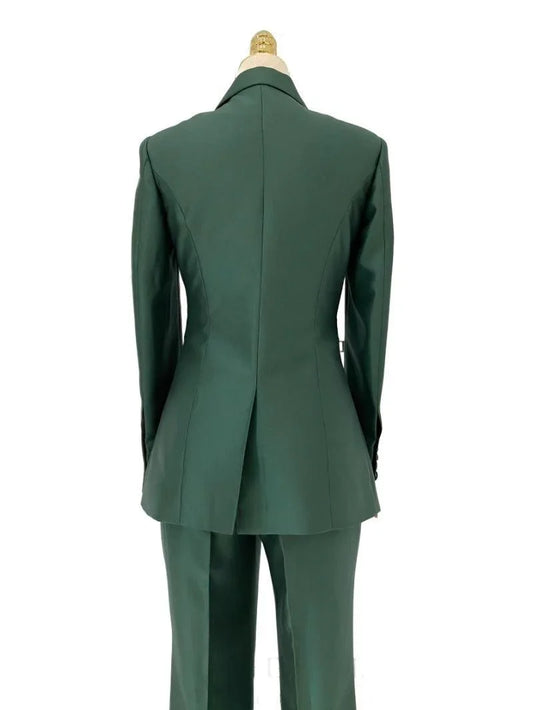 Double-Breasted Flared Pant Suit - Two-Piece Women Suit -Guocali