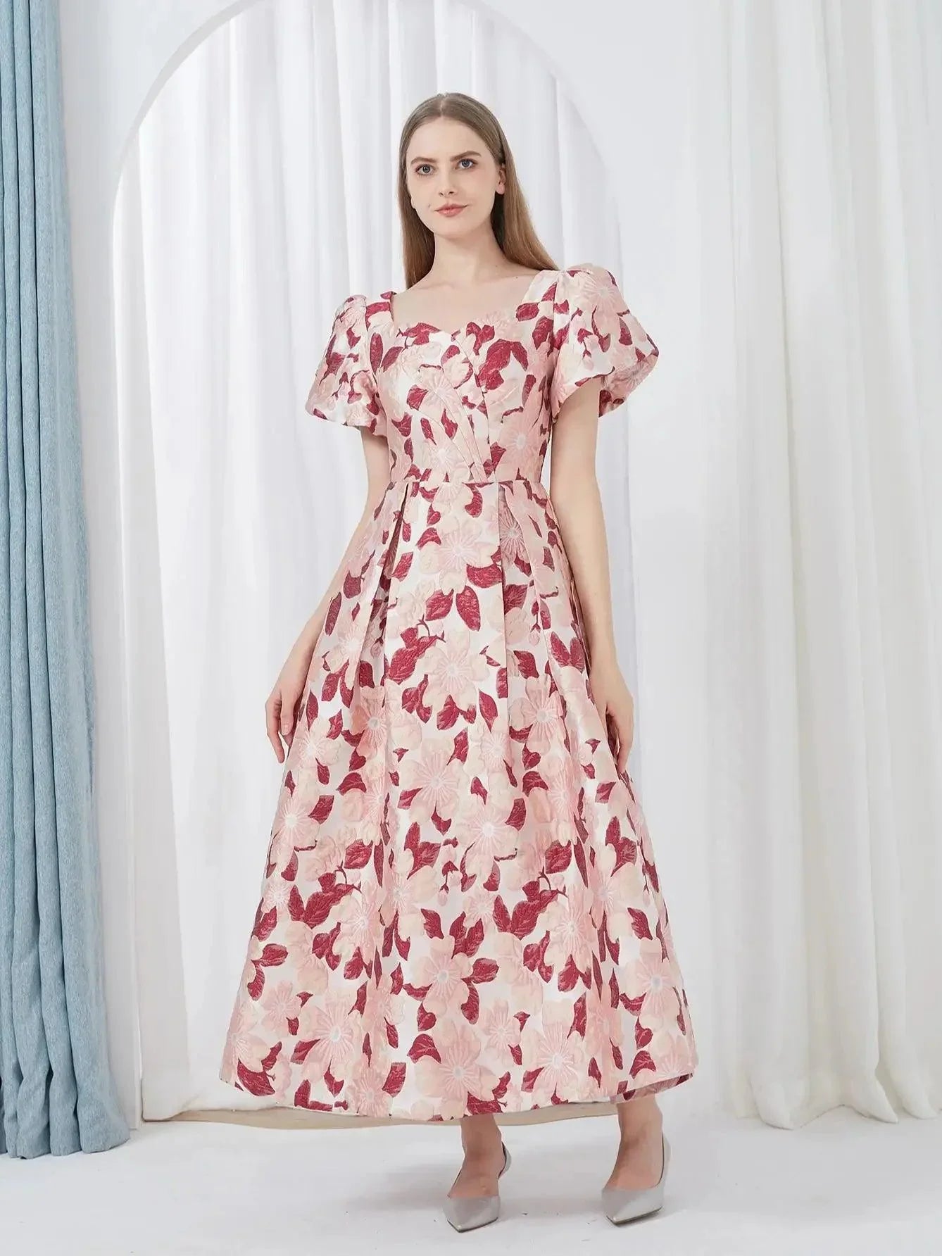 Elegant Embroidery Jacquard Long Prom Dress -Guocali