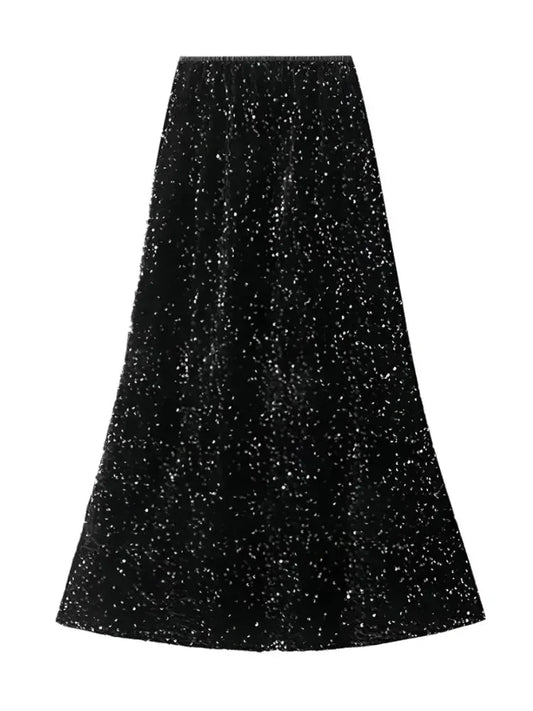 Elegant Fishtail Sequin Skirt Fairy Wind Corduroy -Guocali