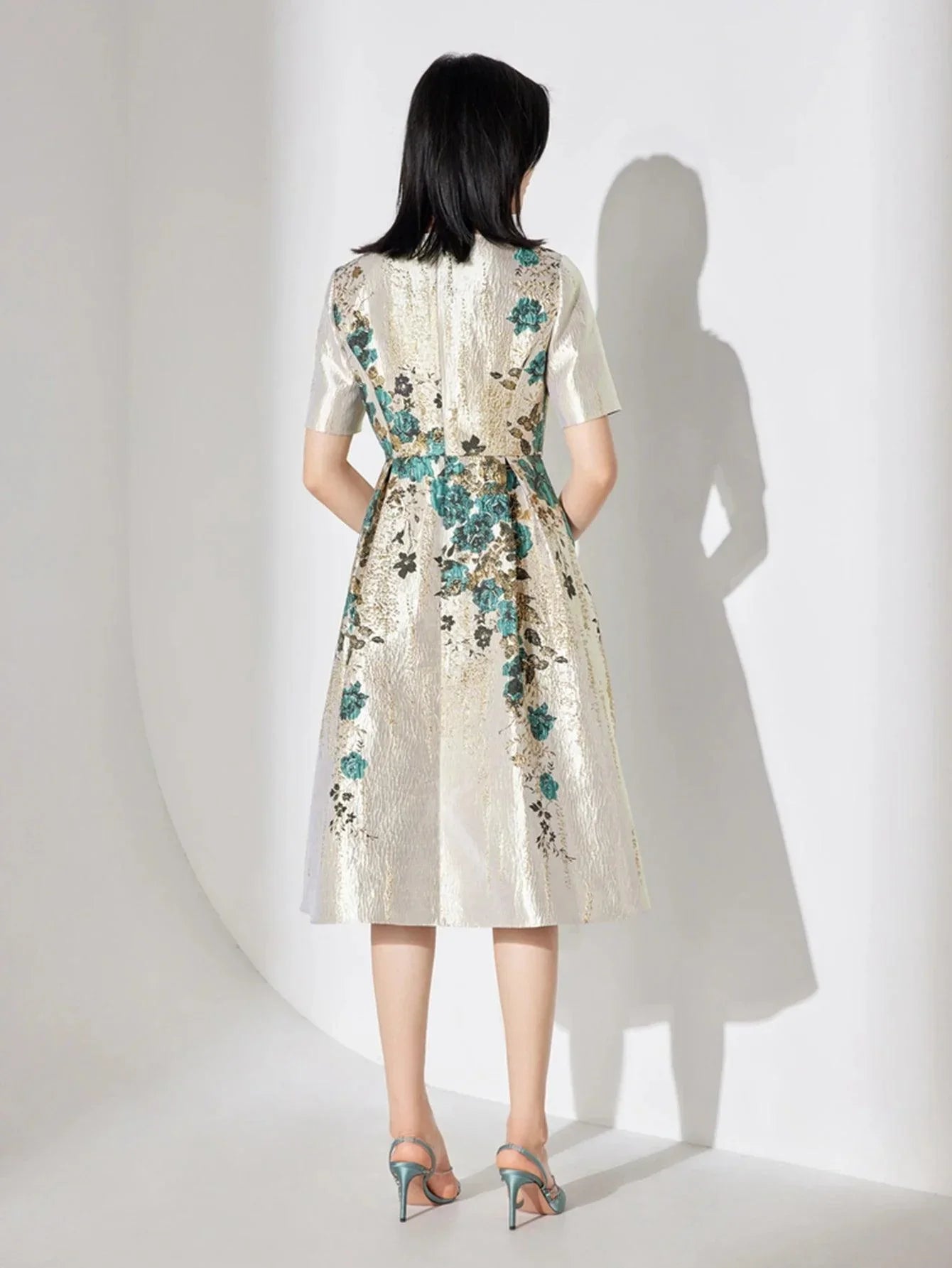 Guocali Elegant Floral Women’s Midi Dress – Chic A-Line Summer Dress -Guocali