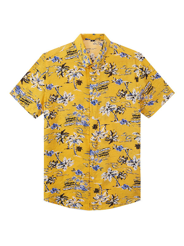 Men Casual Short Sleeves Hawaiian Shirt – Lightweight - Blue, White