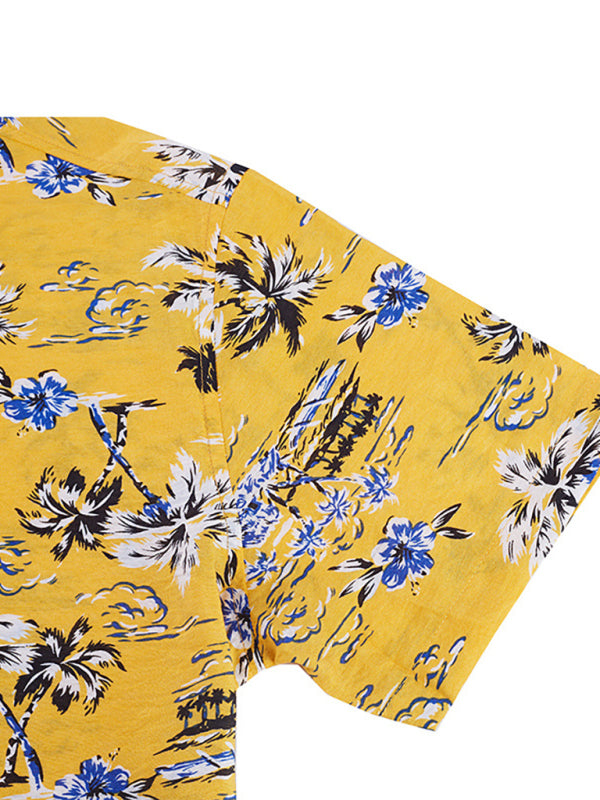 Men Casual Short Sleeves Hawaiian Shirt – Lightweight - Blue, White
