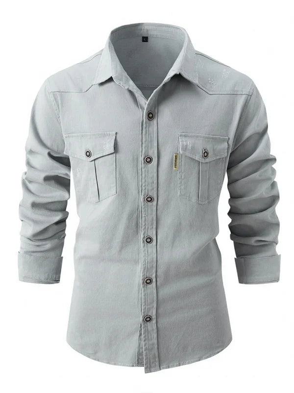 Men Cotton Long Sleeves Regular Fit Casual Shirt – Slight Elasticity - Green