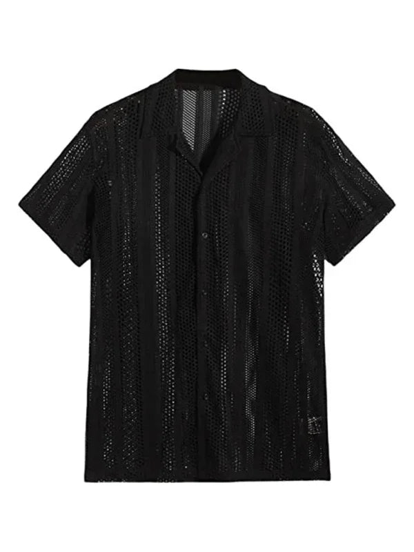Men Casual Short Sleeves Button-Down Shirt – Breathable - White