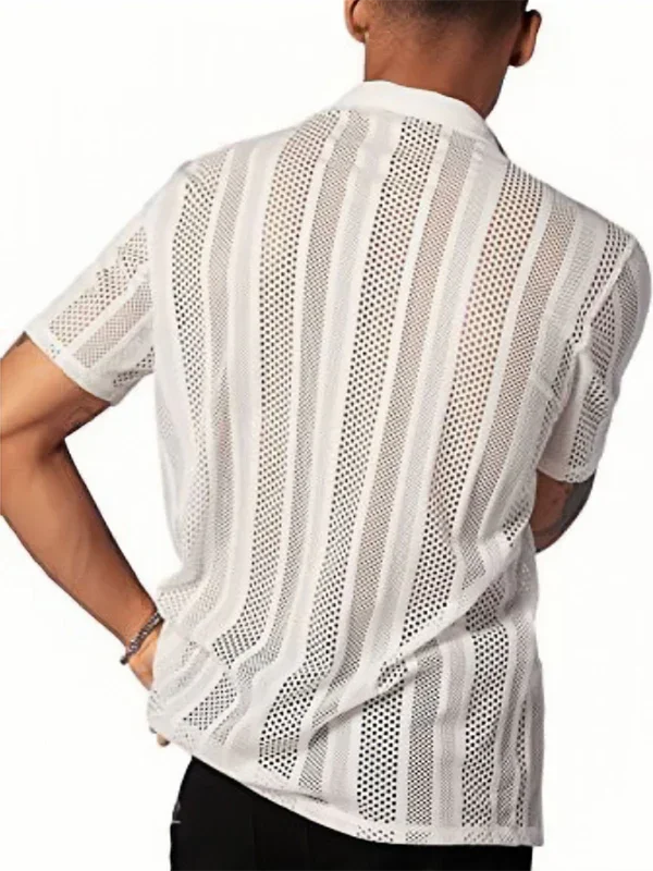 Men Casual Short Sleeves Button-Down Shirt – Breathable - White