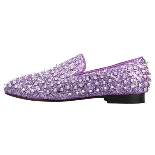 Kids Loafers Spiky Violet Delight: Trendy Loafers for Toddlers and Big Kids -Guocali