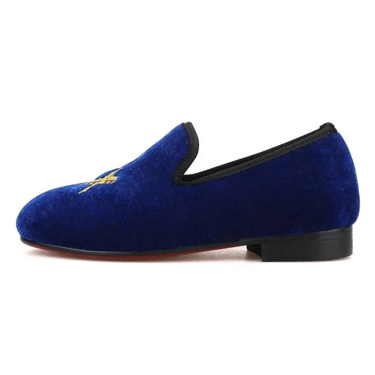 Kids Loafers Velvet Kids Loafer Shoes: Matching Parent Design with Red Sole -Guocali