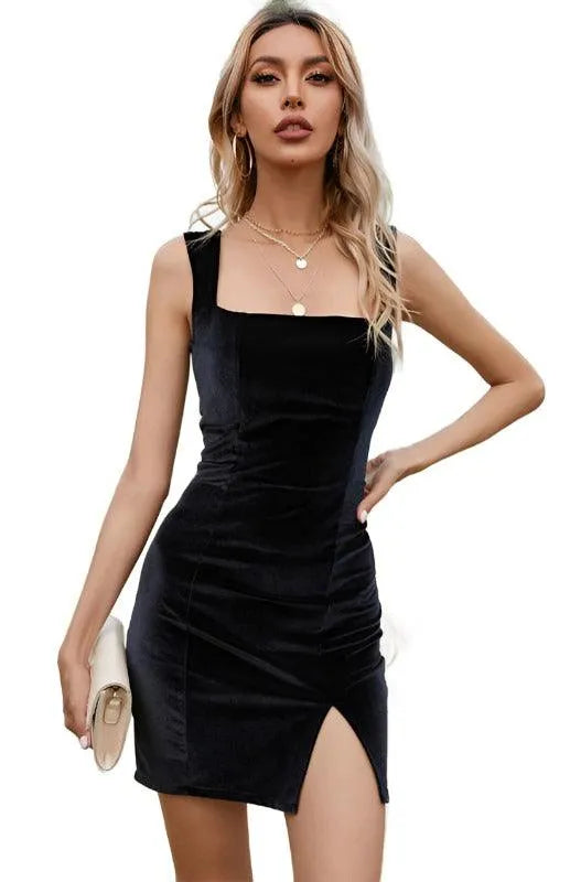 Ladies Square Neck Hip Dress -Guocali