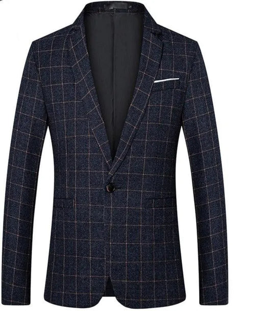 Men Blazer - Checked Formal Blazer -Guocali
