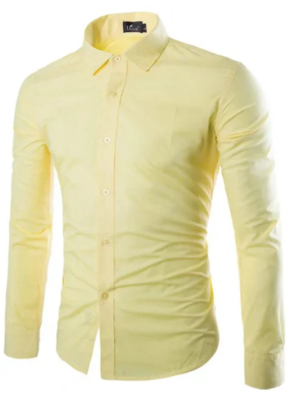 Men Casual Long Sleeves Button-Down Shirt – Wrinkle-Resistant - Green, Black -Guocali