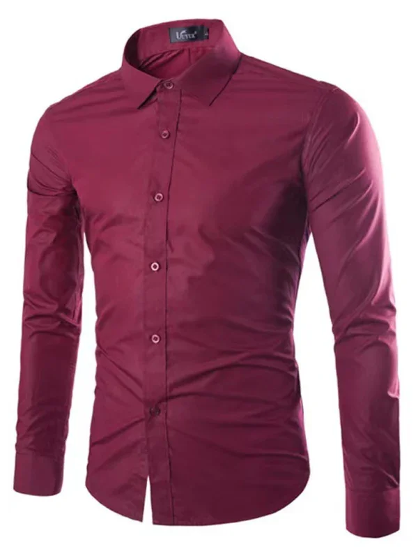 Men Casual Long Sleeves Button-Down Shirt – Wrinkle-Resistant - Green, Black -Guocali