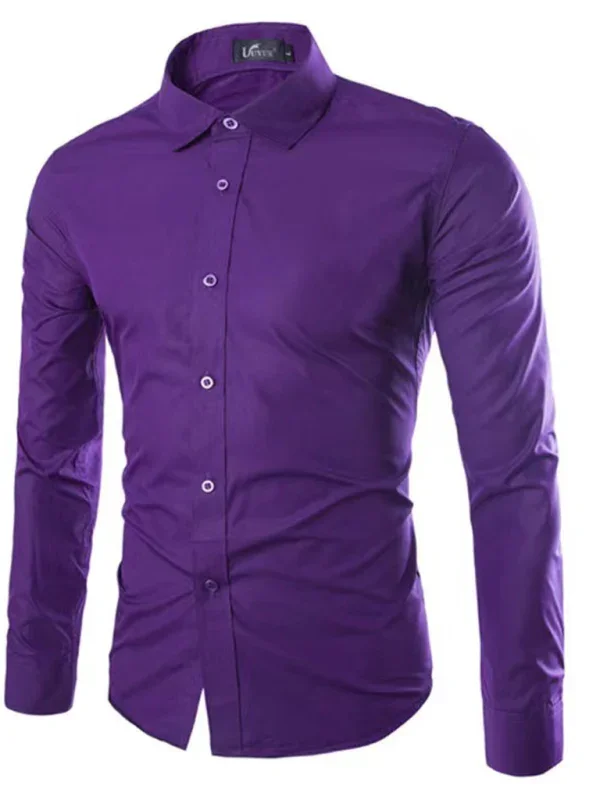 Men Casual Long Sleeves Button-Down Shirt – Wrinkle-Resistant - Green, Black -Guocali