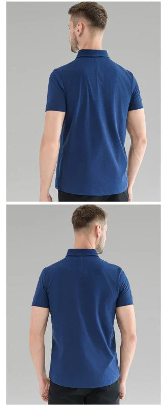 Men Casual Short Sleeves Polo Shirt – Breathable - Black -Guocali