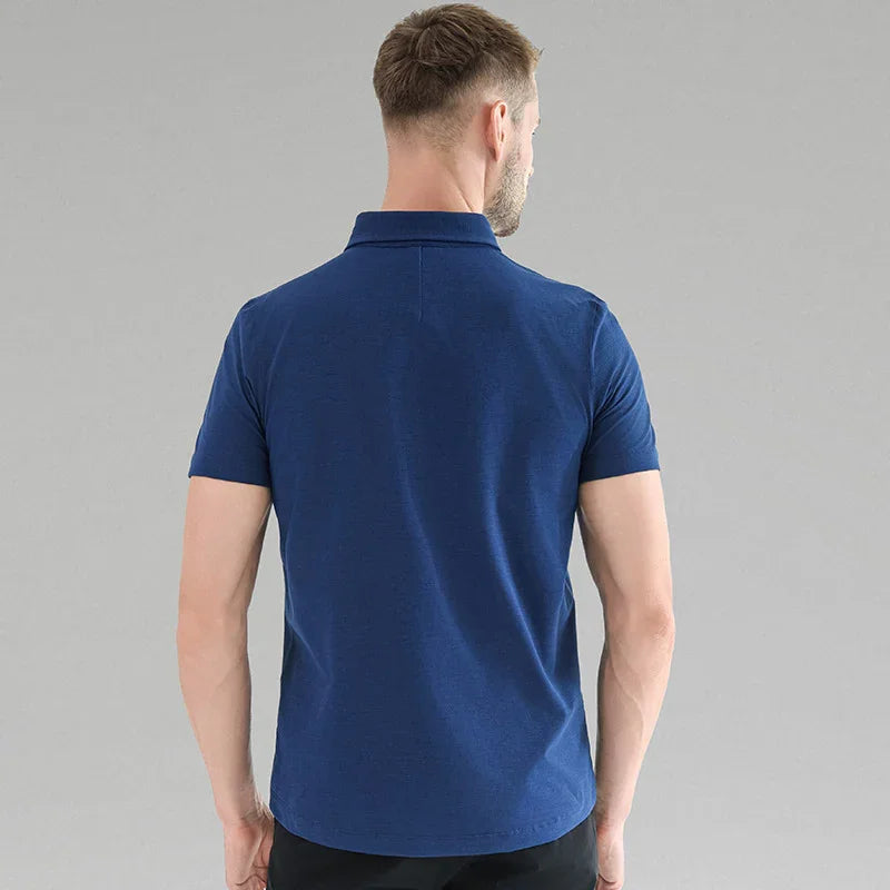 Men Casual Short Sleeves Polo Shirt – Breathable - Black -Guocali
