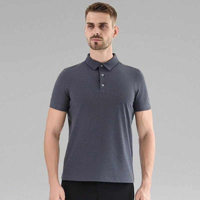 Men Casual Short Sleeves Polo Shirt – Breathable - Black -Guocali