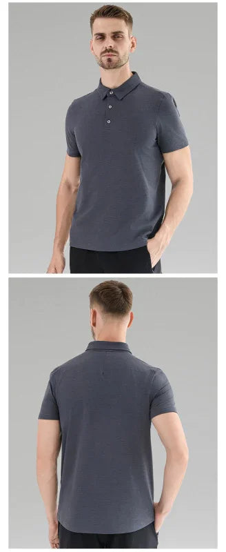 Men Casual Short Sleeves Polo Shirt – Breathable - Black -Guocali