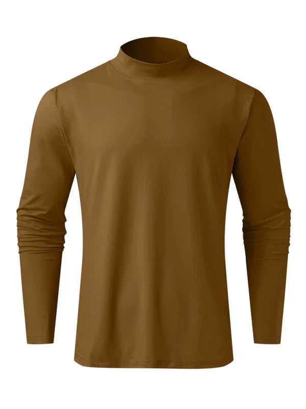Men Crew-Neck Long-Sleeves T-Shirt – Stretchable - Green -Guocali