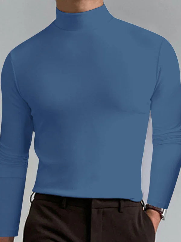 Men Crew-Neck Long-Sleeves T-Shirt – Stretchable - Green -Guocali