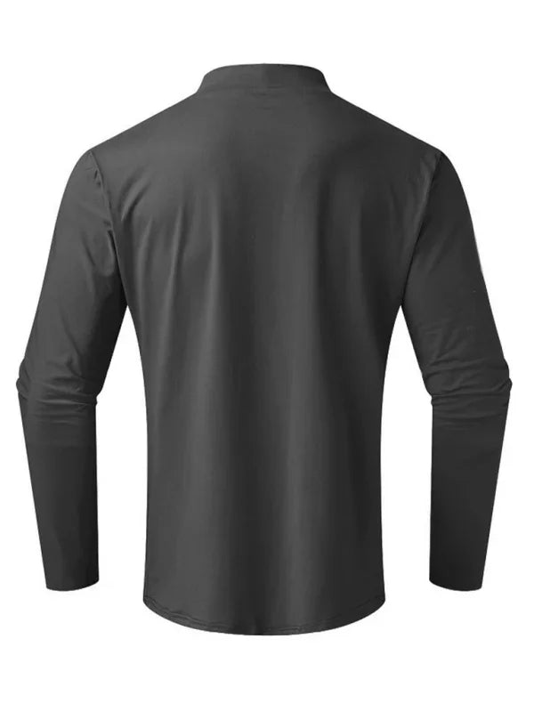 Men Crew-Neck Long-Sleeves T-Shirt – Stretchable - Green -Guocali