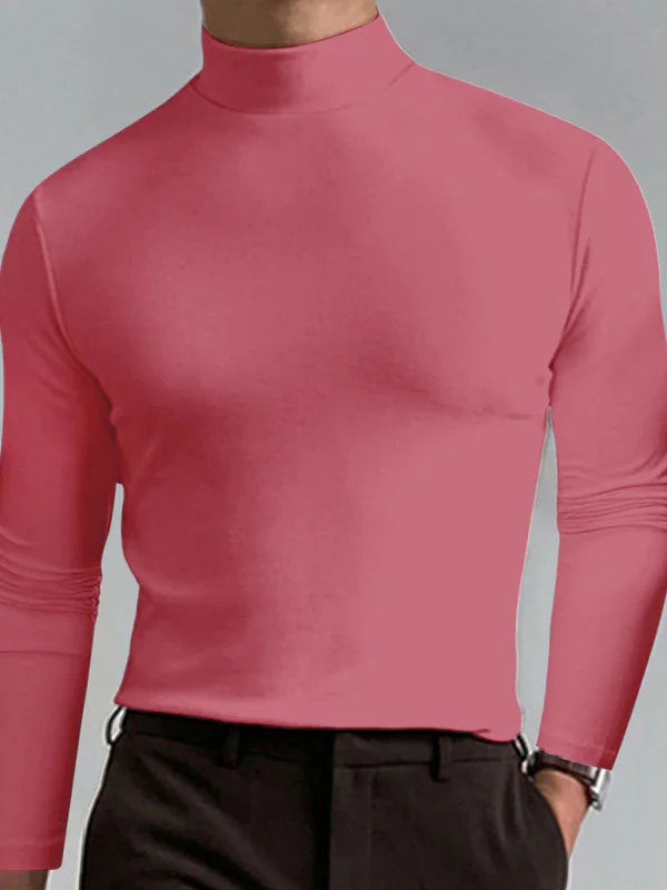 Men Crew-Neck Long-Sleeves T-Shirt – Stretchable - Green -Guocali