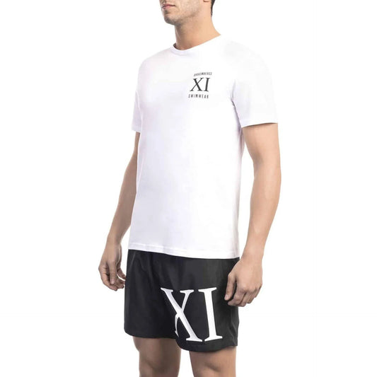 Men Crew-Neck Short-Sleeves T-Shirt – Stretchable - White -Guocali