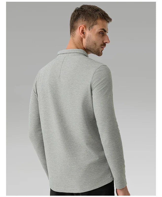 Men Long Sleeves Cotton Regular Fit Polo Shirt – Stretchable - Beige -Guocali