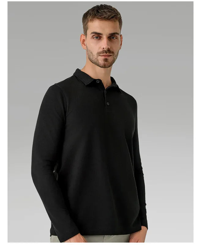 Men Long Sleeves Cotton Regular Fit Polo Shirt – Stretchable - Beige -Guocali