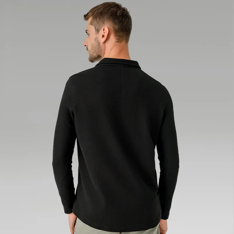 Men Long Sleeves Cotton Regular Fit Polo Shirt – Stretchable - Beige -Guocali