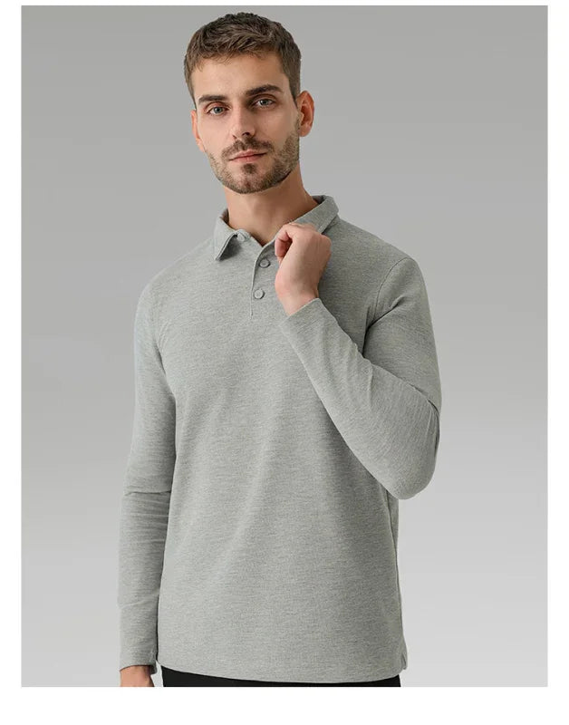 Men Long Sleeves Cotton Regular Fit Polo Shirt – Stretchable - Beige -Guocali