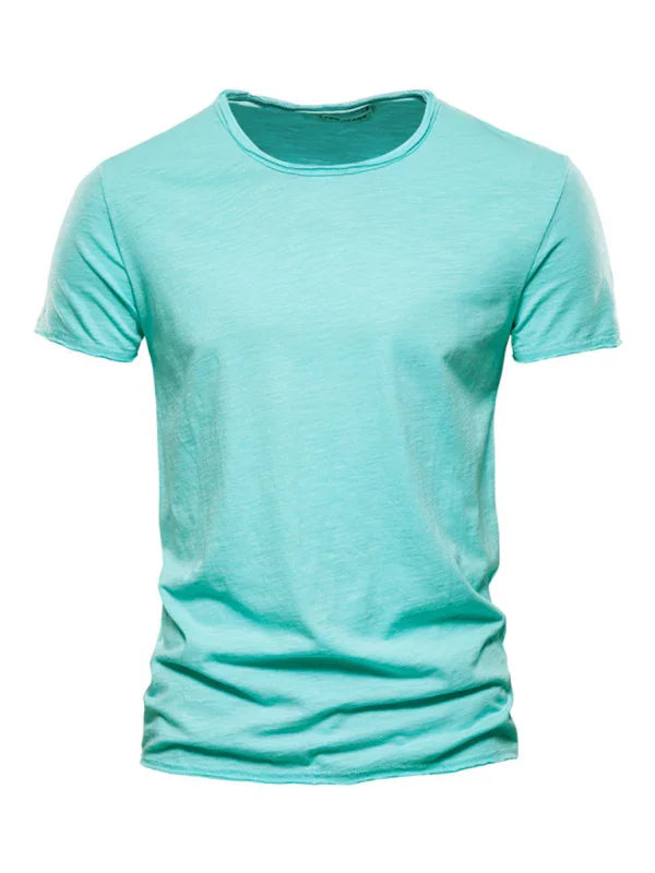 Men's Round-Neck Short-Sleeves T-Shirt – Lightweight - Red -Guocali