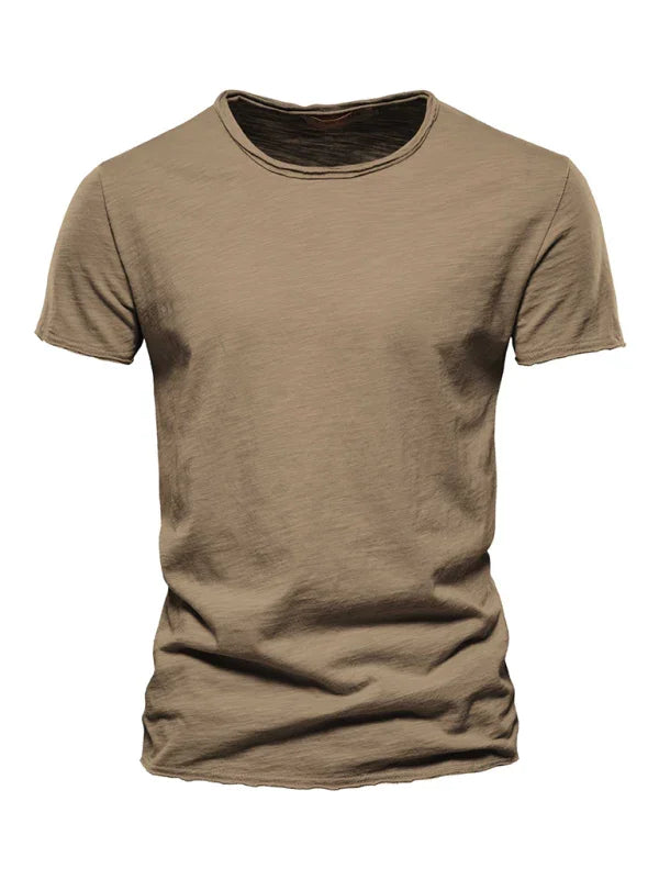 Men's Round-Neck Short-Sleeves T-Shirt – Lightweight - Red -Guocali