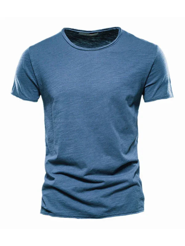 Men's Round-Neck Short-Sleeves T-Shirt – Lightweight - Red -Guocali