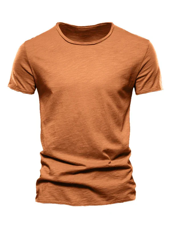 Men's Round-Neck Short-Sleeves T-Shirt – Lightweight - Red -Guocali