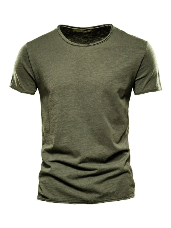 Men's Round-Neck Short-Sleeves T-Shirt – Lightweight - Red -Guocali