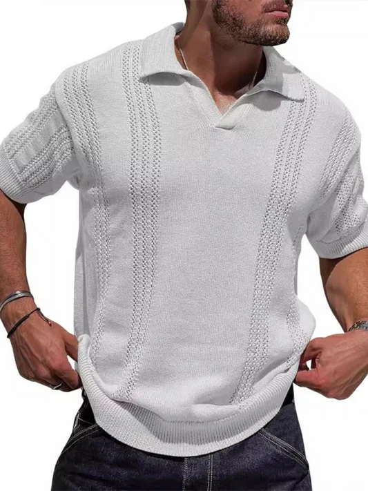 Men Short Sleeves Polo Shirt – Stretchable - White -Guocali