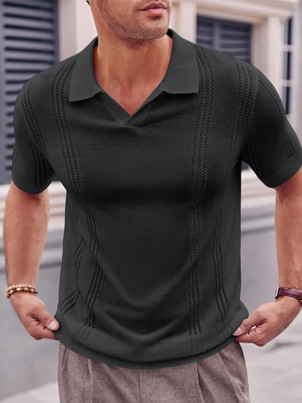 Men Short Sleeves Polo Shirt – Stretchable - White -Guocali