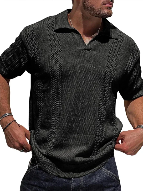 Men Short Sleeves Polo Shirt – Stretchable - White -Guocali