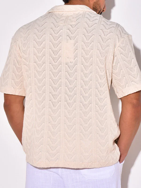 Men Short Sleeves Relaxed Fit Casual Shirt – Lightweight - White -Guocali