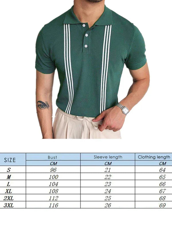 Men Short Sleeves Slim Fit Polo Shirt – Lightweight - Green, White -Guocali
