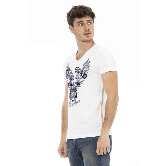 Men V-Neck Short-Sleeves T-Shirt – Breathable - White -Guocali