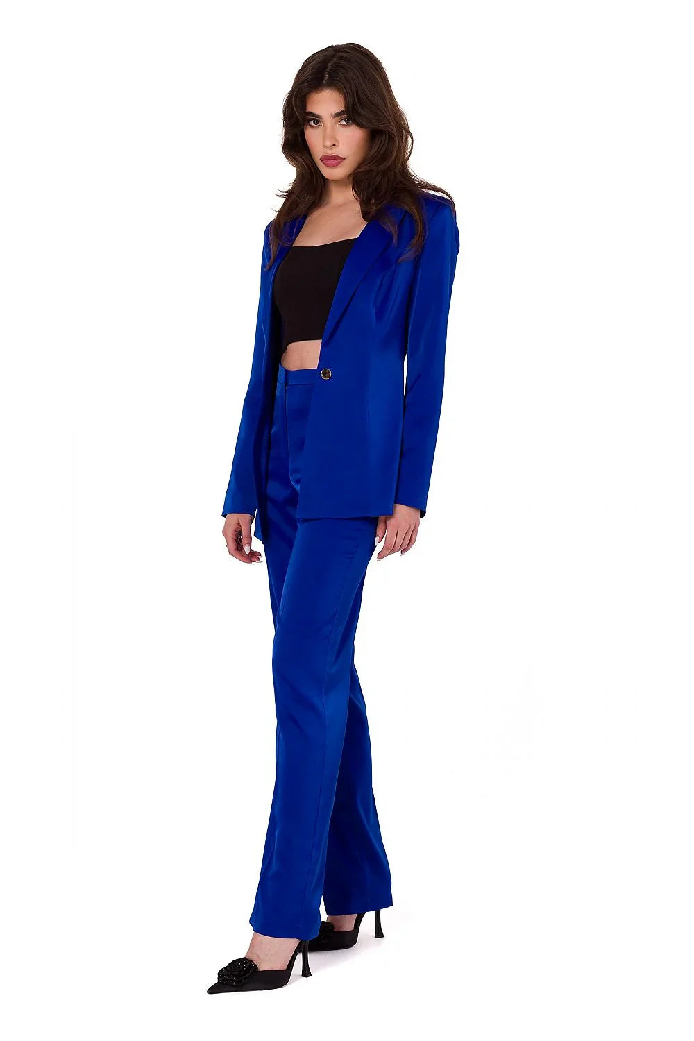 Women Blazer - Lightweight - 1-Button - Blue -Guocali