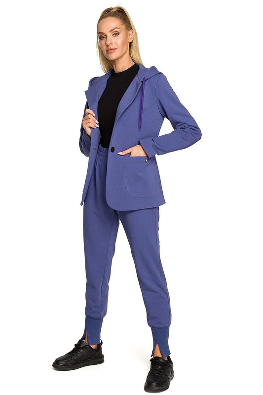 Women Blazer - Stretchable - 1-Button - navy, blue -Guocali