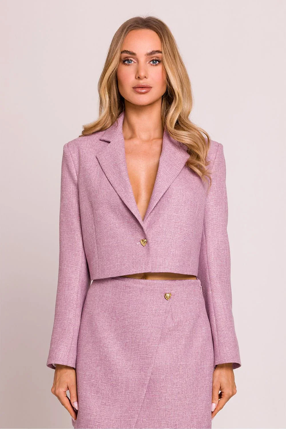 Women Blazer - Stretchable - 1-Button Pink -Guocali