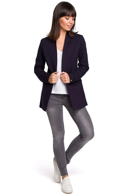 Women Blazer - Stretchable - Slip-On - Navy -Guocali