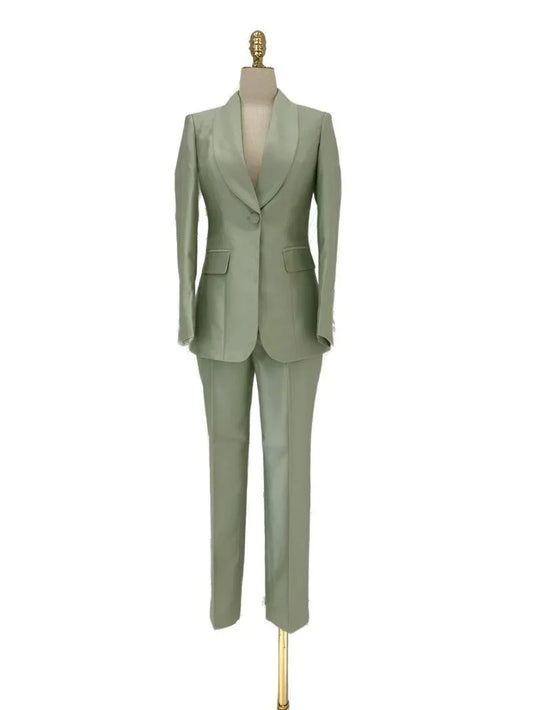 Women Formal Pantsuit - Shawl Collar Trouser Suit -Guocali